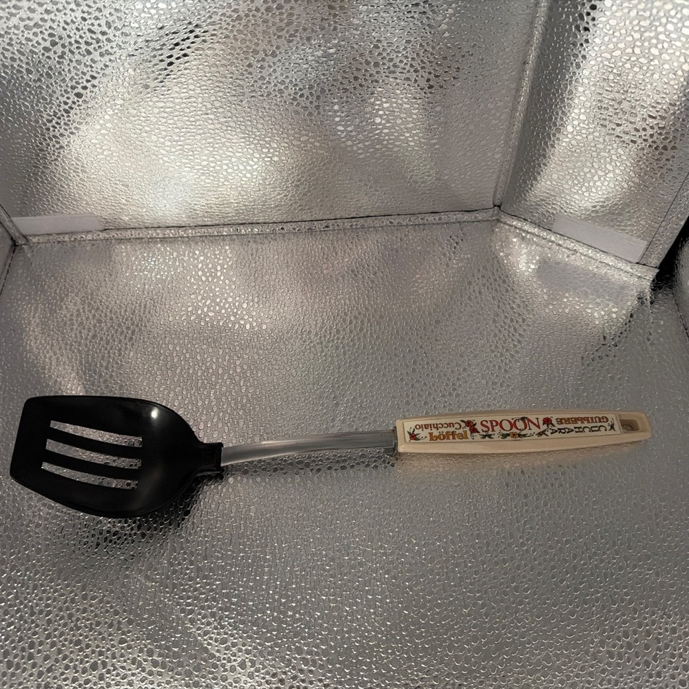 EKCO 12" Nylon Slotted Almond SPOON Pot Hook Handle Cucchiaio Cuchara Loffel